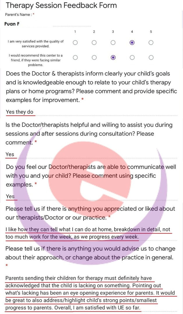 Parent feedback and testimonial for Urbane Ethos